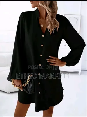 Elegant Black Shirt Dress for Women's