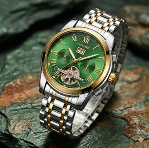 Tevise Automatic Mechanical Wristwatch Stainless Steel Agreen Dial.