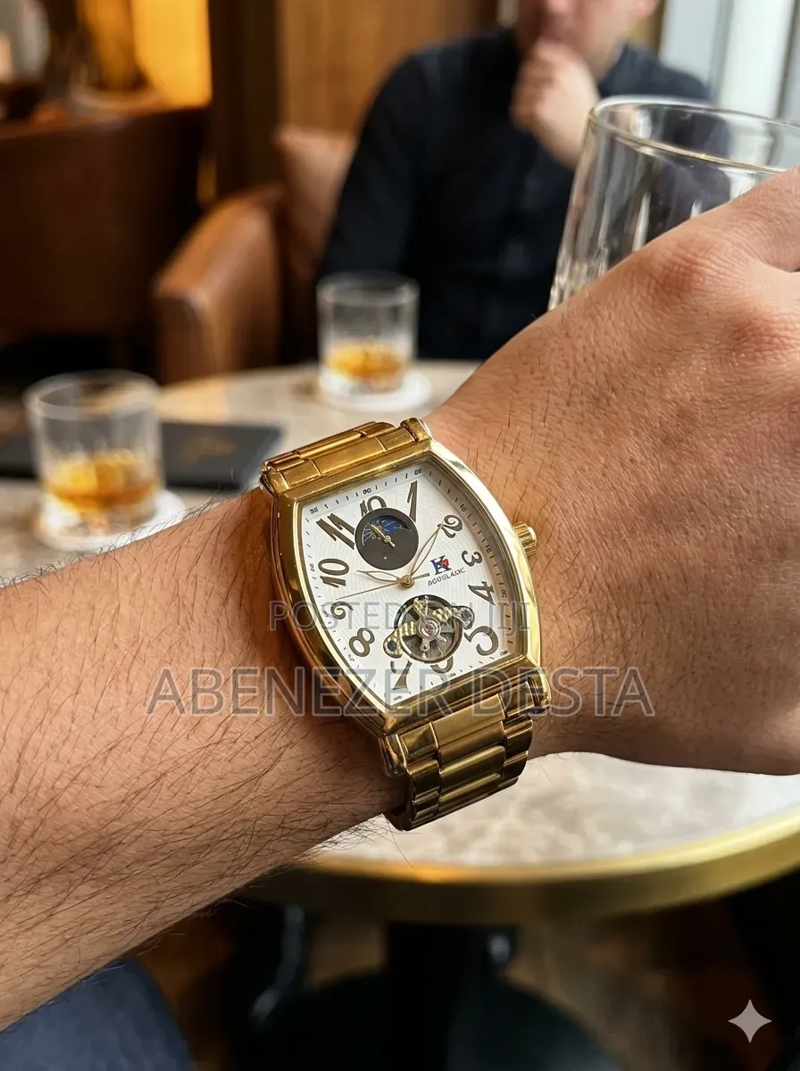 Aokulasic Brand Automatic Mechanical Watch Featuring a Gold-Tone
