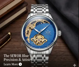 Sewor Automatic Original Men's Watch With a Blue Dial and Silver