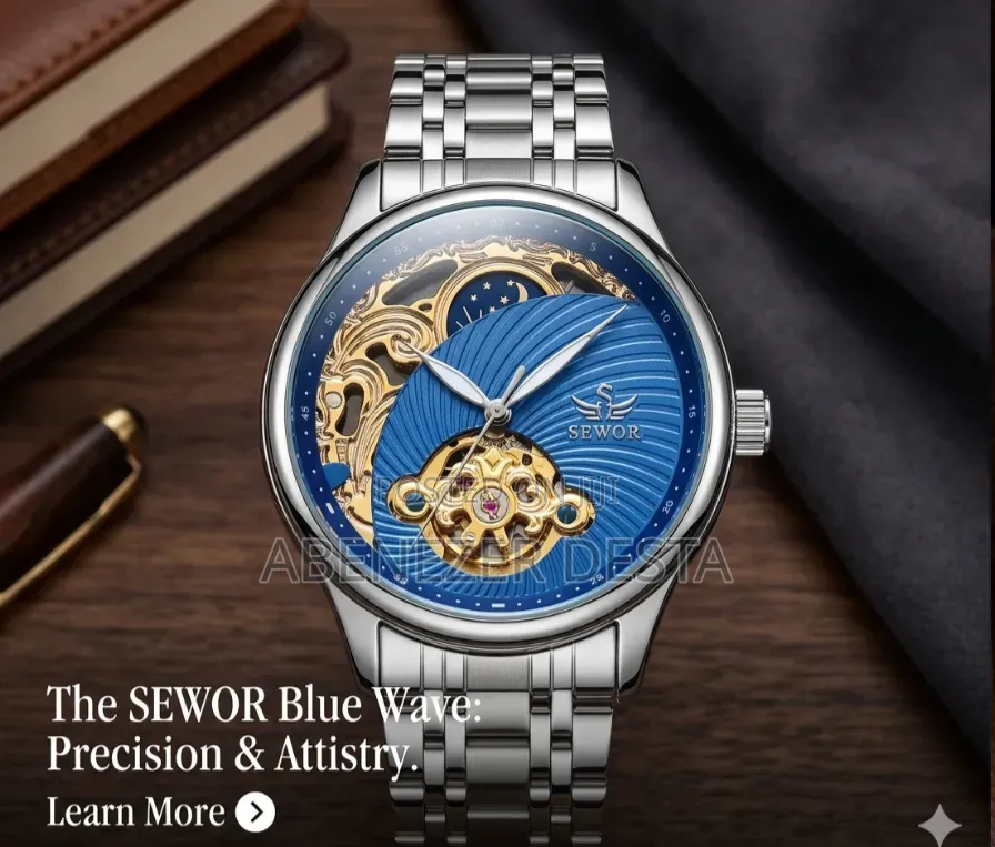 Sewor Automatic Original Men's Watch With a Blue Dial and Silver