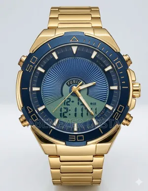 Gold-toned Analog-digital Wristwatch Appears To Be A Dual-time Model L