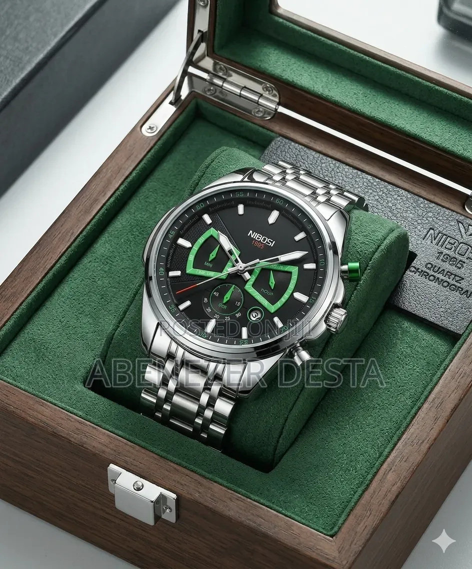 Nibosi Silver Black Men's Classic Watch, Which Features a Stainless