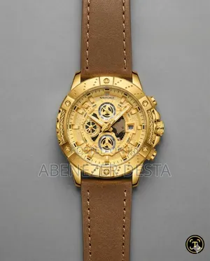 Naviforce Nf8055 Quartz Wristwatch Features a Gold-Tone Case and a Br