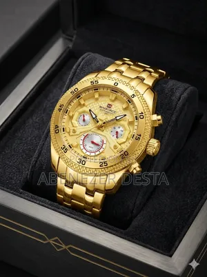 Gold-Toned Men's Wristwatch From the Brand Naviforce,