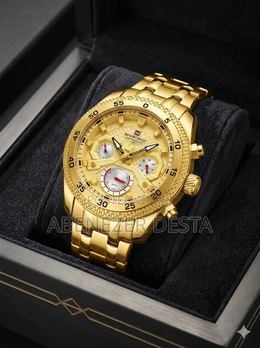 Gold-Toned Men's Wristwatch From the Brand Naviforce,