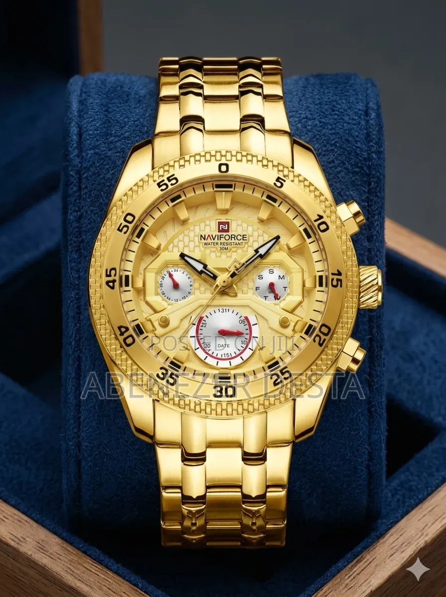 Gold-Toned Men's Wristwatch From the Brand Naviforce,