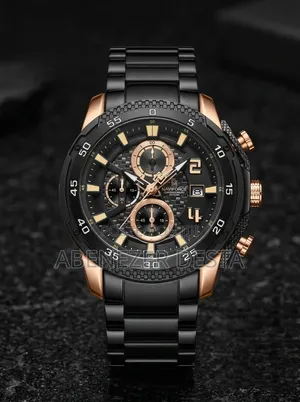 Naviforce 8047 Ch Black Rose Men's Watch Is a Quartz Chronograph