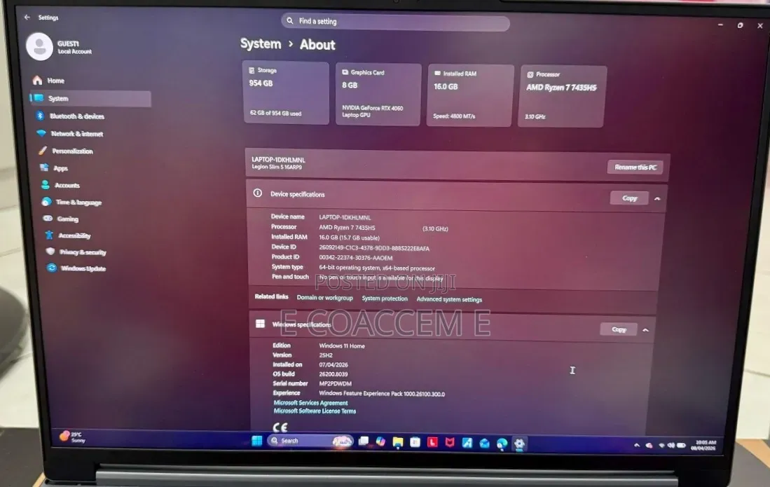 New Laptop Lenovo Legion 5 16GB AMD Ryzen 7 SSD 1T