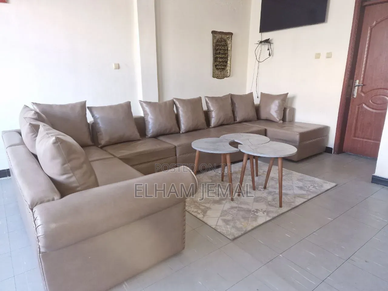 Modern L-Shape Synthetic Leather Sectional Sofa