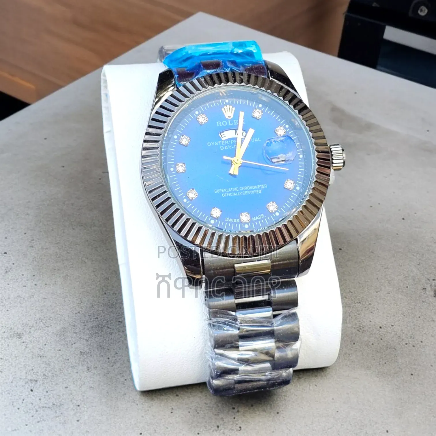 Rolex Day-Date Blue Dial Diamond Marker Luxury Watch - Addis