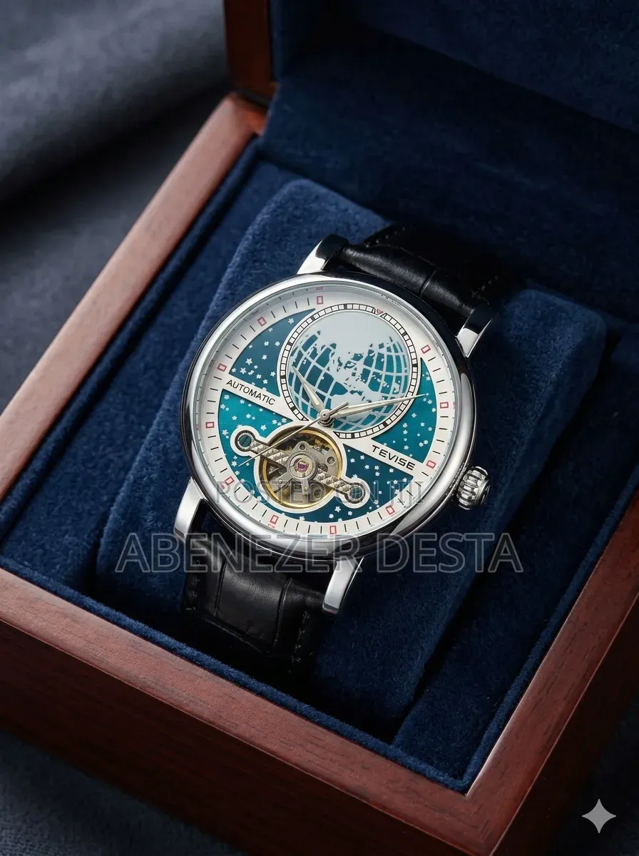 Tevise Automatic Mechanical Wristwatch Featuring a Gold-Toned