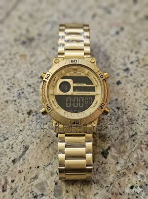 Naviforce Nf9241s Is a Gold-Toned Men's Wristwatch Featuring a Stainle