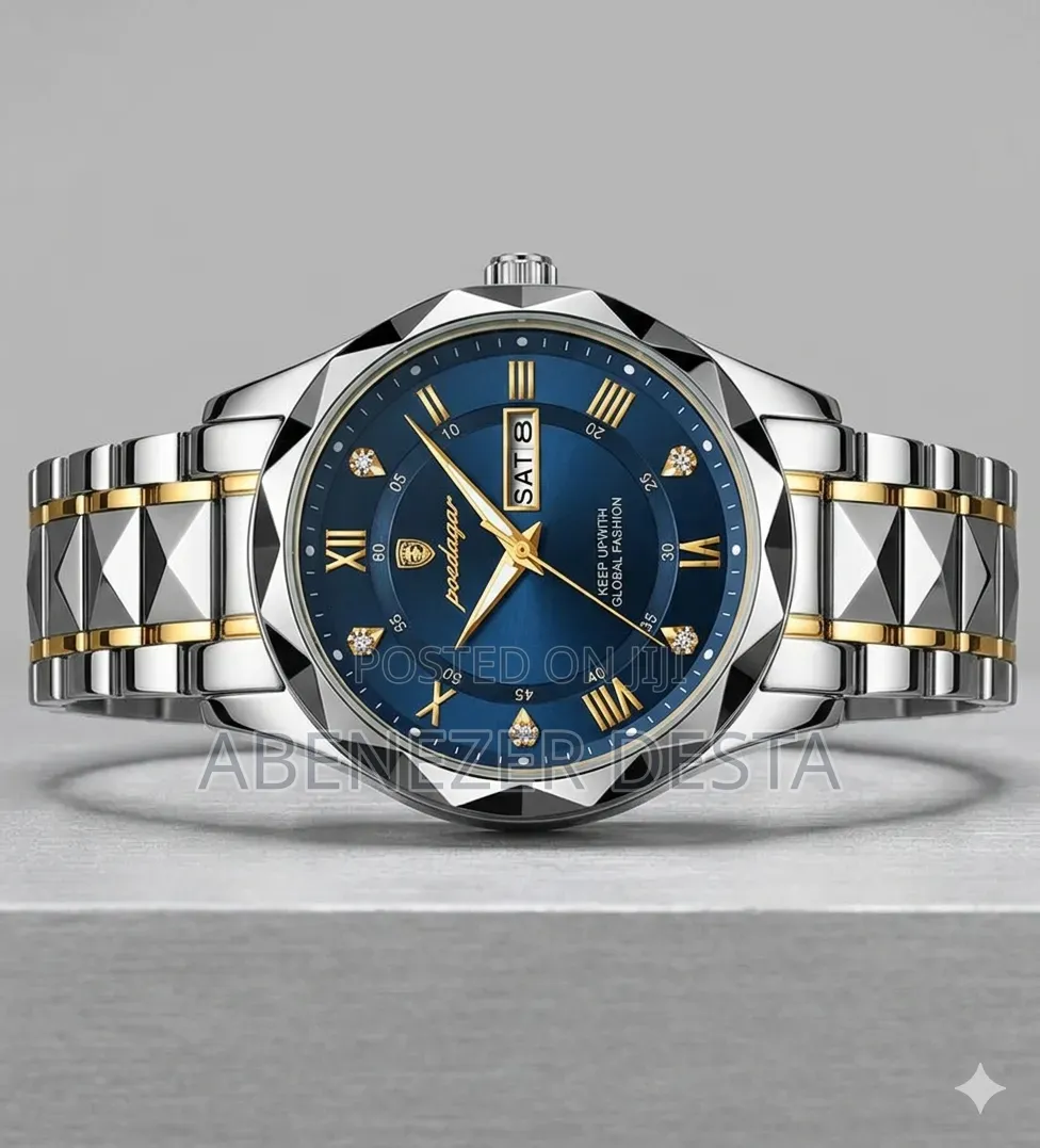 Poedagar Model 615 Stainless Steel Quartz Watch With a Blue Dial