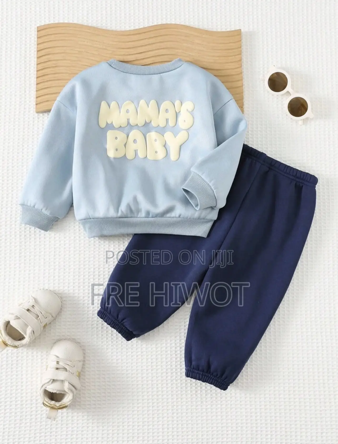 2pcs/Set Baby Boys Thermal Lined Knit Sweatshirt Jogger Pants Set