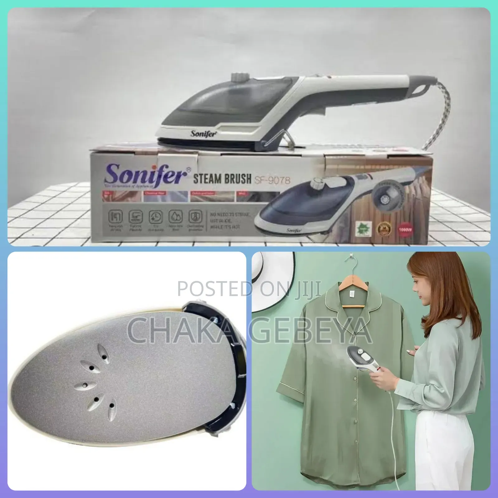 Sonifer 1000w Portable Garment Steamer - Removes Wrinkles Fast,