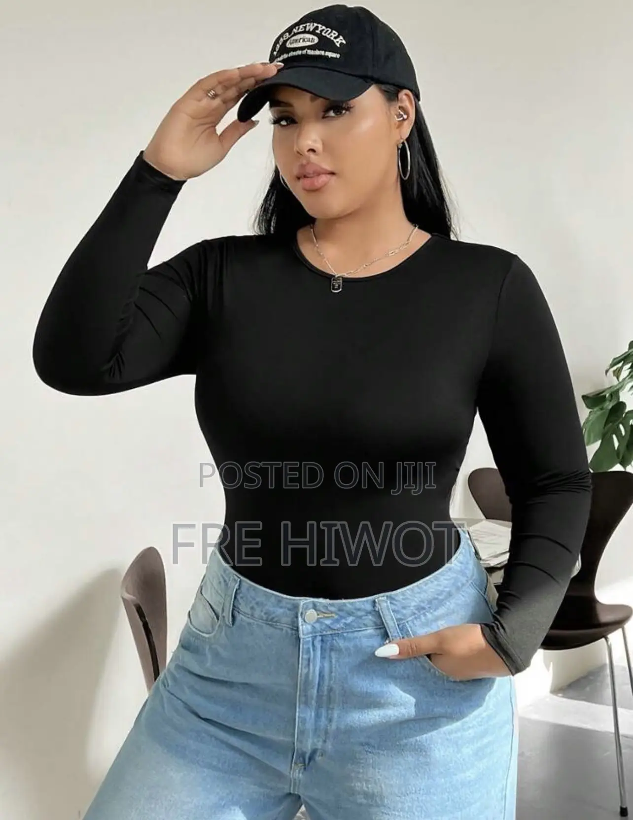 Plus Size Black Knit Turtleneck Tight Fit Thermal Lined Bodysuit