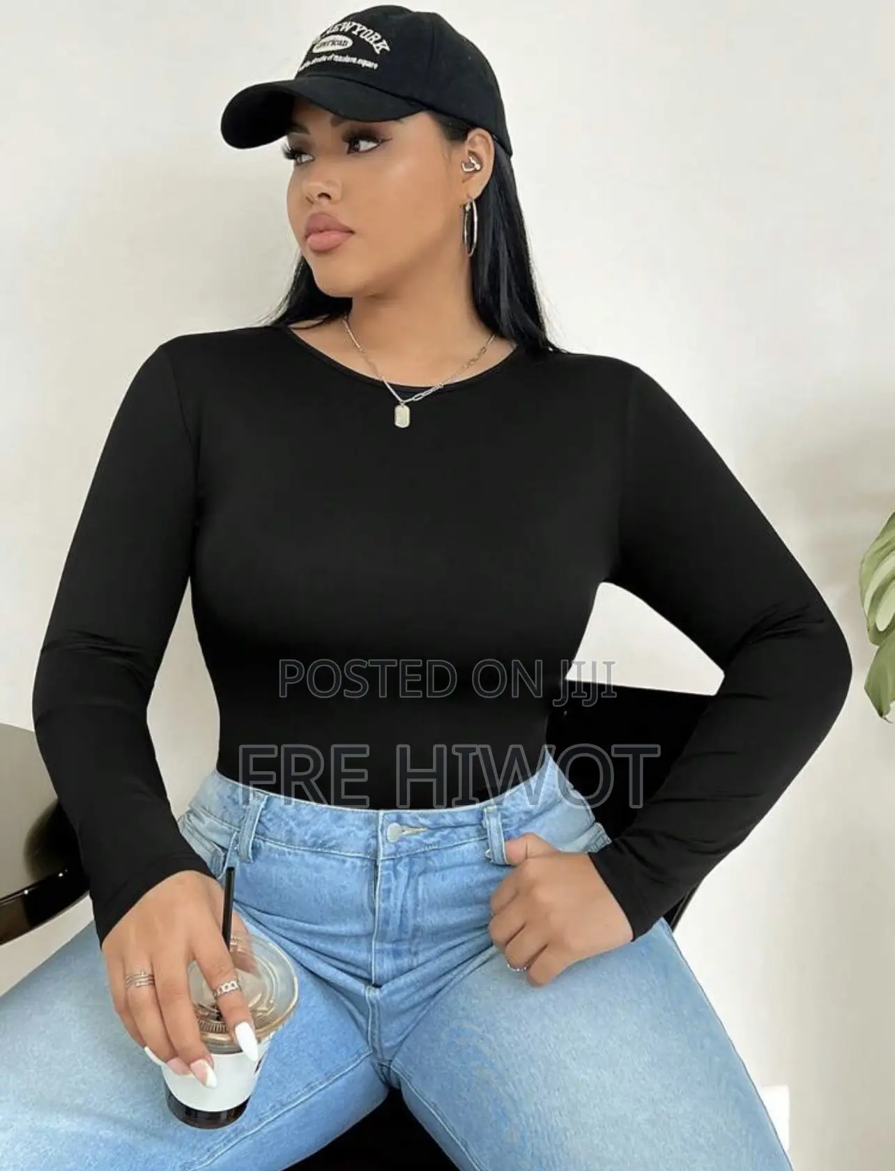 Plus Size Black Knit Turtleneck Tight Fit Thermal Lined Bodysuit