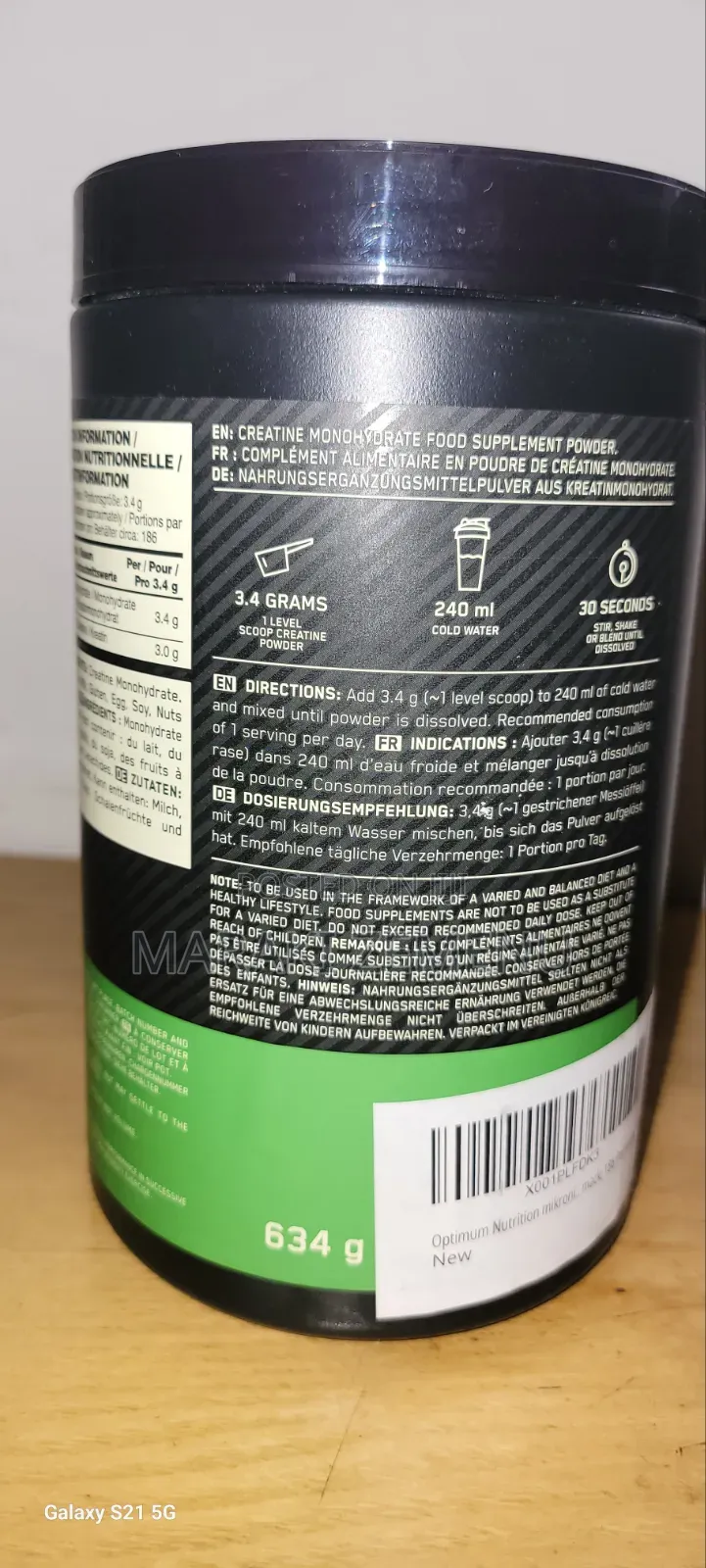 Optimum Nutrition Micronized Creatine Monohydrate