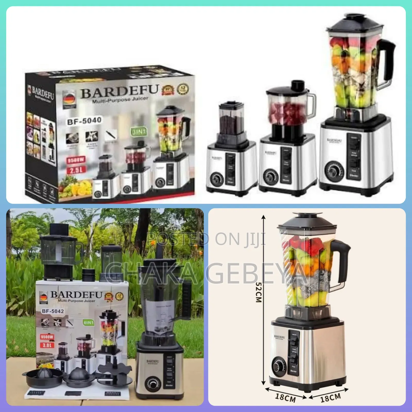 Bardefu 8in1 Food Processor-9500w,German Tech,Juicer,Grinder, Blender