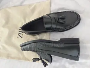 Zara Black Leather Tassel Loafers