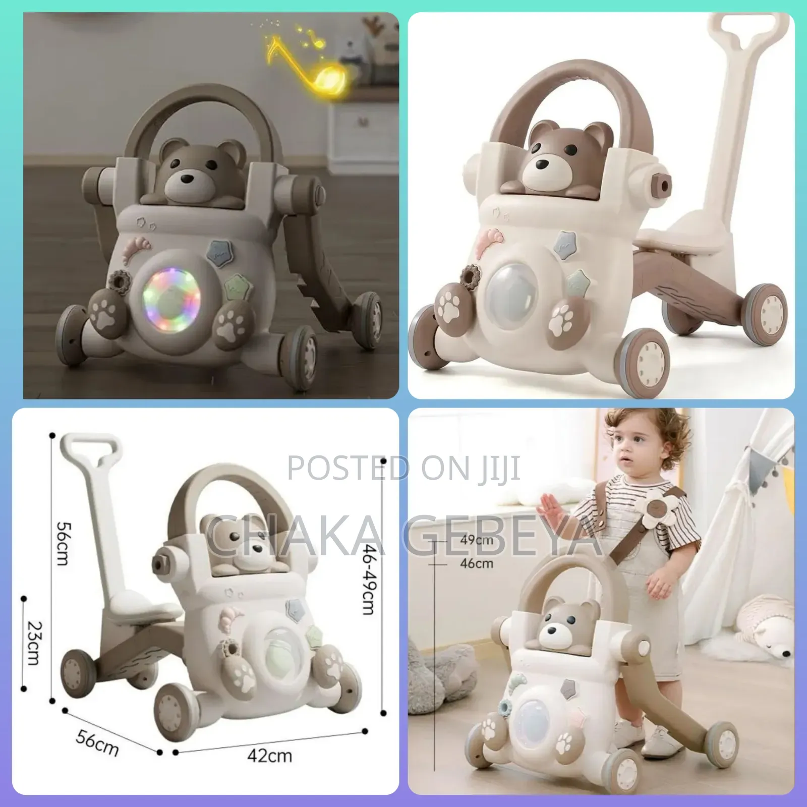 4-in-1 Baby Push Car Walker – Cute Cat Design, Interactive Toy,