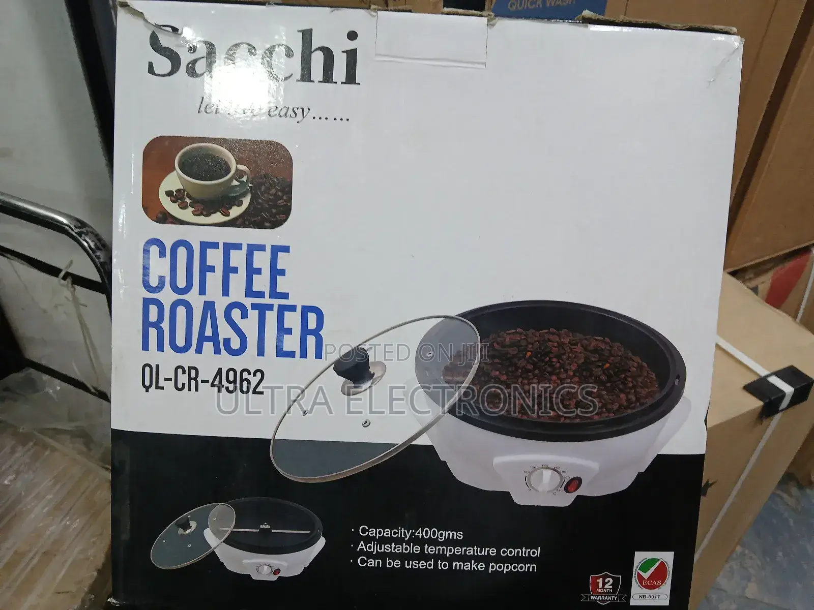 Sacchi Electric Coffee Roaster, Specifically Model Ql-cr-4962.