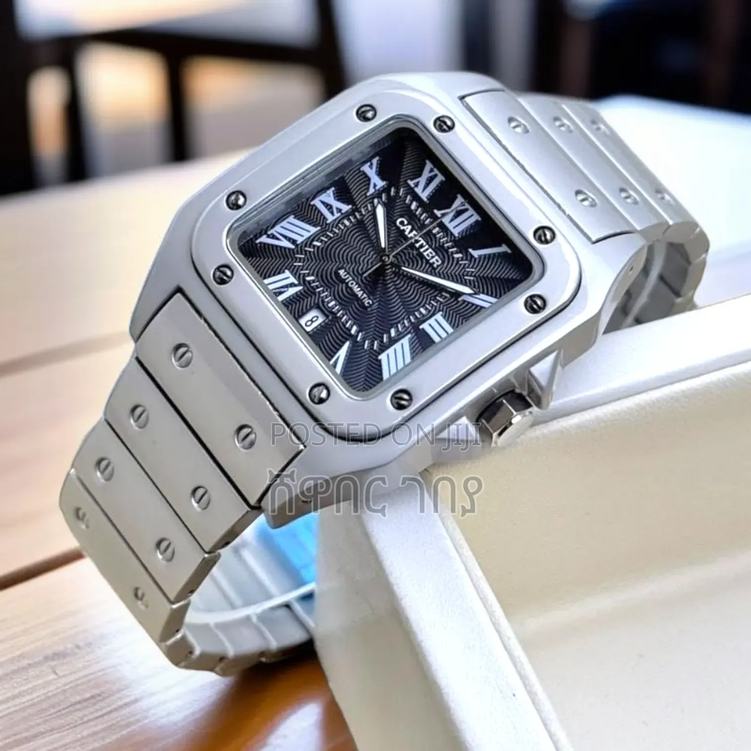 Cartier-Style Silver Waffle Dial: Your Perfect Travel/Vacation Watch
