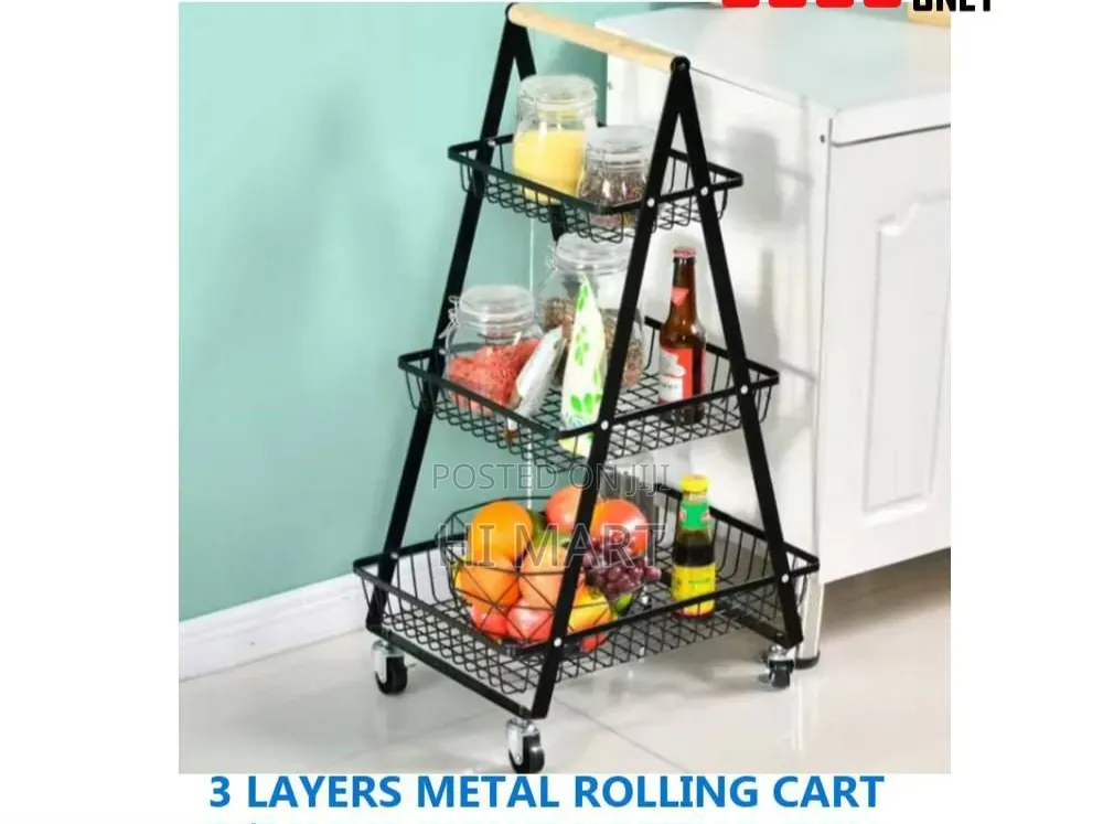 High Quality Metal 3 Layer Rolling Fruit Basket(4 Tier)