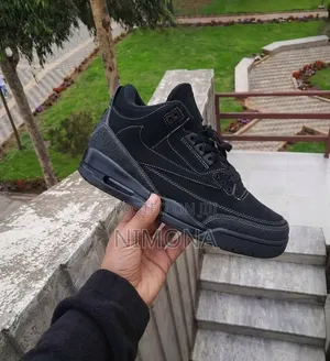 Jordan 3 Travis Scott Black, White Stiched