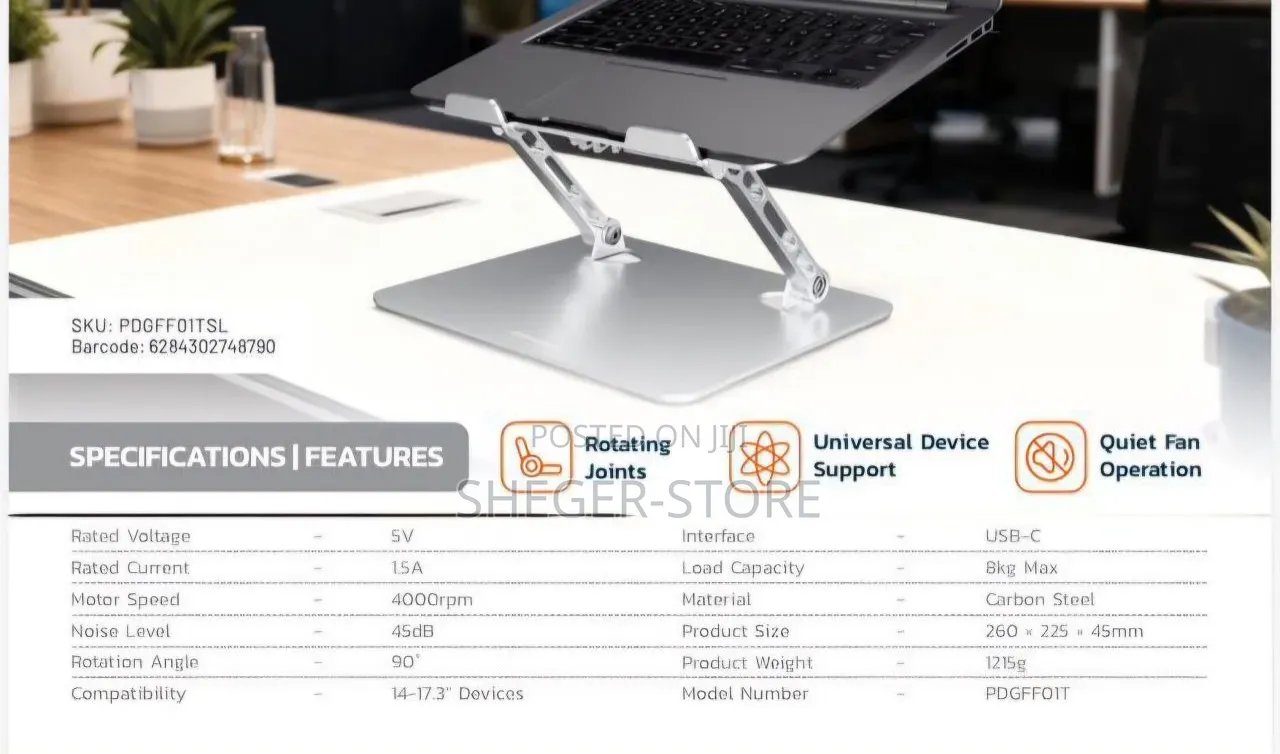 High Quality Porodo Aerodesk Cooling Laptop Stand Pro