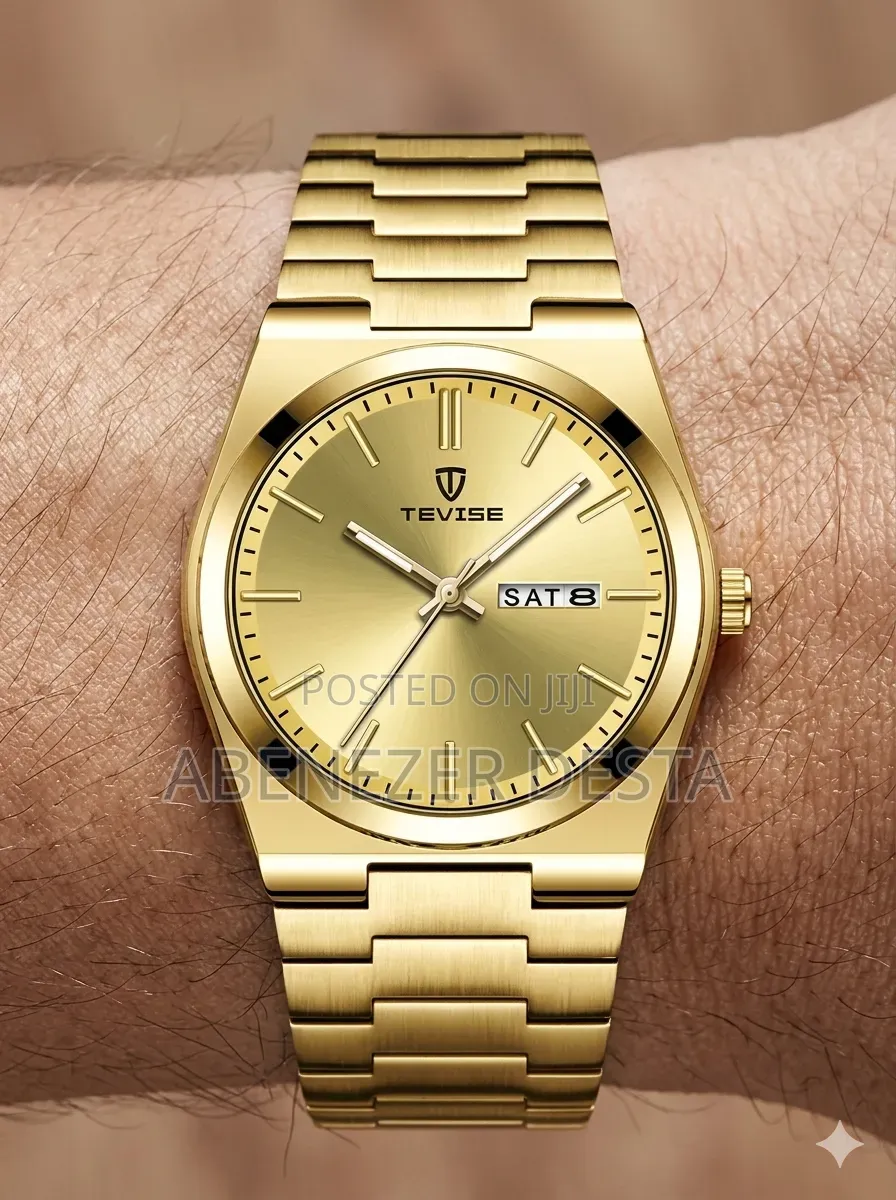 Tevise Luxury Quartz Wristwatch With a Gold-Tone Stainless Steel Band