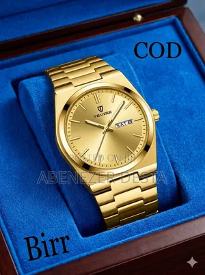 Tevise Luxury Quartz Wristwatch With a Gold-Tone Stainless Steel Band