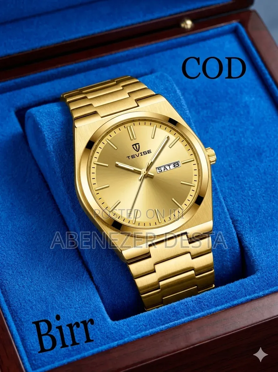 Tevise Luxury Quartz Wristwatch With a Gold-Tone Stainless Steel Band