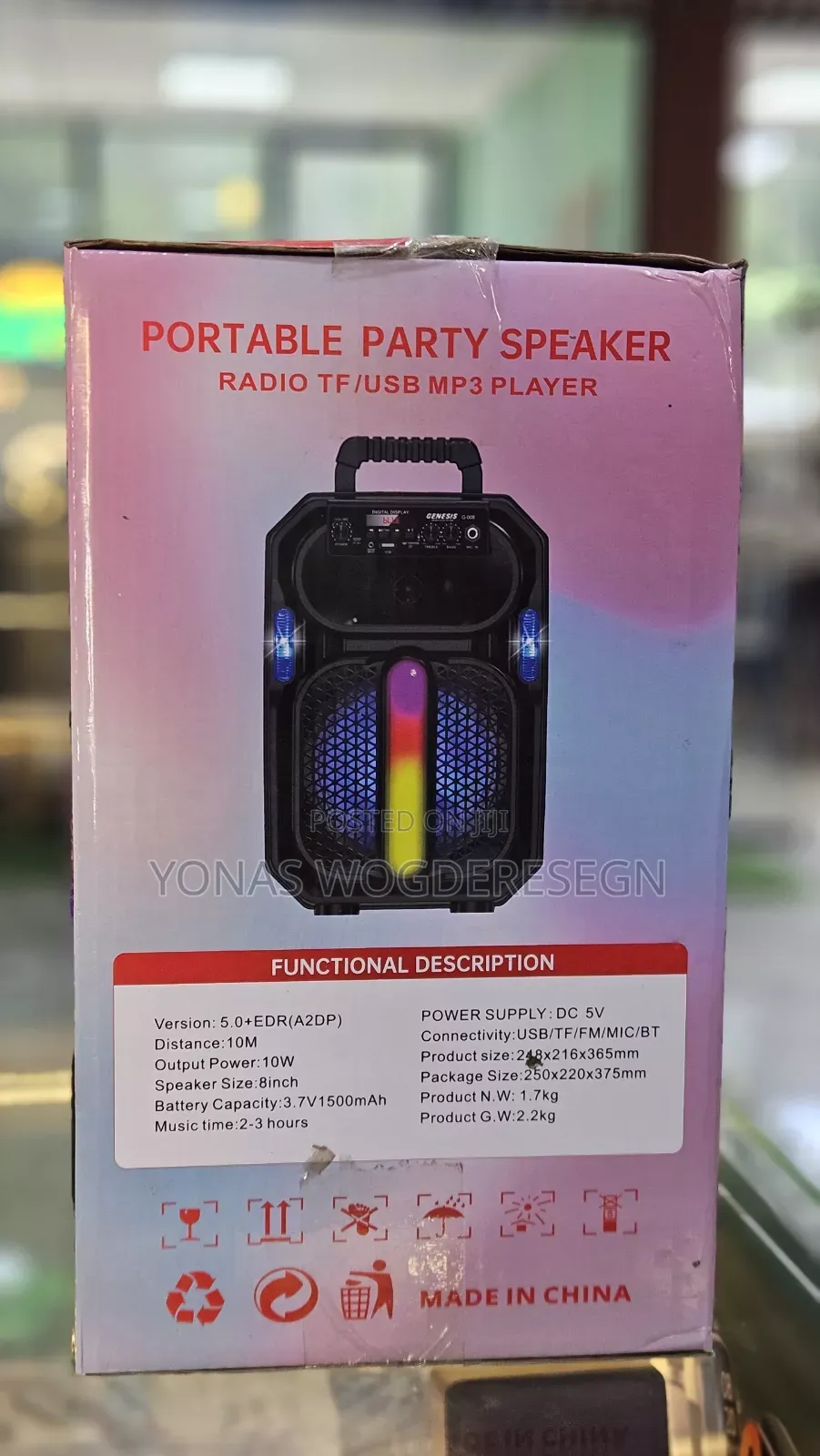 Portable Party Speaker With Led Lights – Bluetooth 5.0, Usb/Tf/Fm for ...