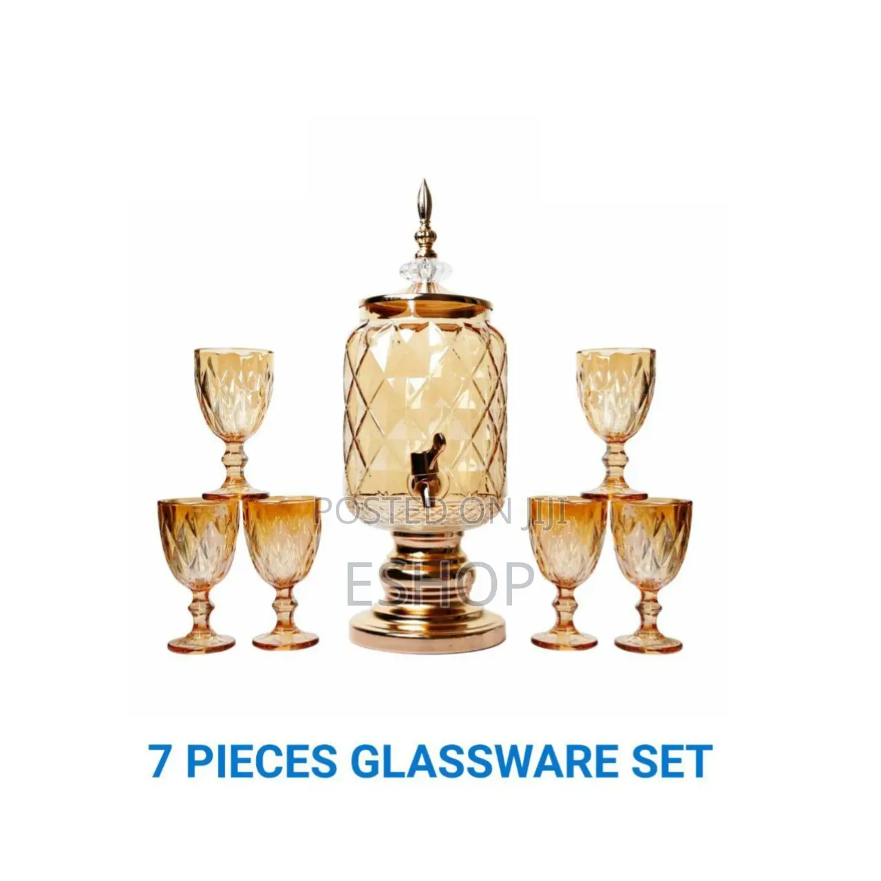 Luxe Amber Beverage Fountain Six Stem Glasses