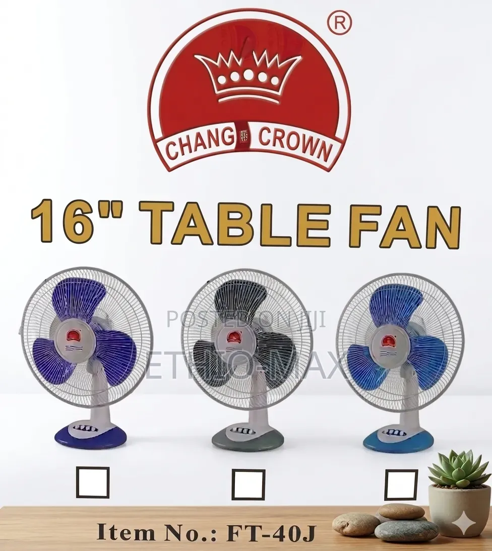 Crown 16” Table Fan – Strong Airflow | Compact Design
