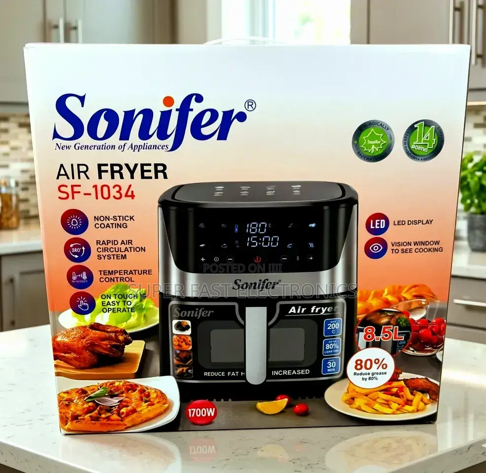 Sonifer 8.5l 1700w Digital Air Fryer With Vision Window