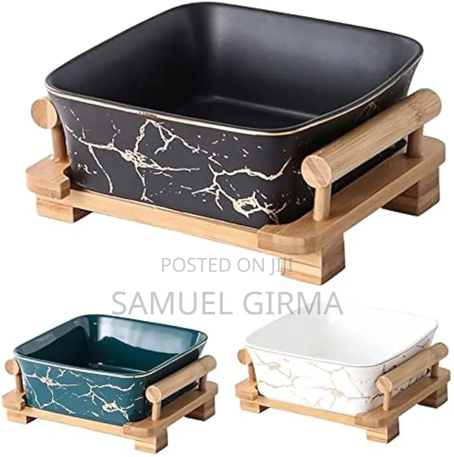 ለወጥ ማቅረቢያ ለ ሳላድ Ceramic Bowl With Bamboo Base