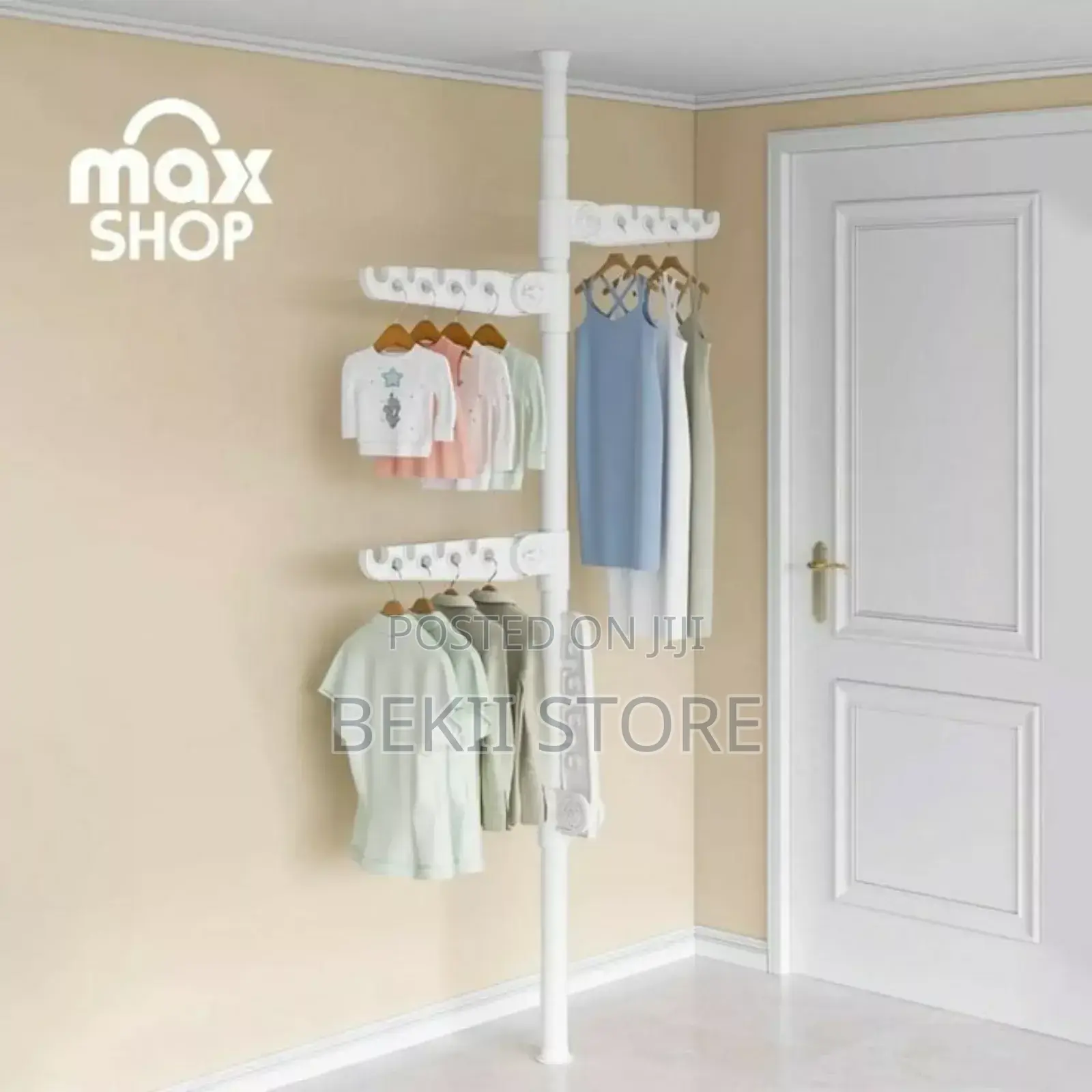 ዘመናዊ የልብስ ማስጫ Adjustable Telescopic Clothes Rack Space Solving