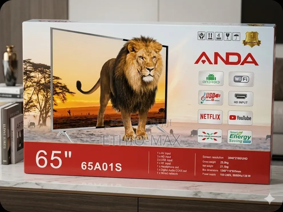 Anda 65” Smart Android Tv – 2026 New | Double Glass | Big Screen