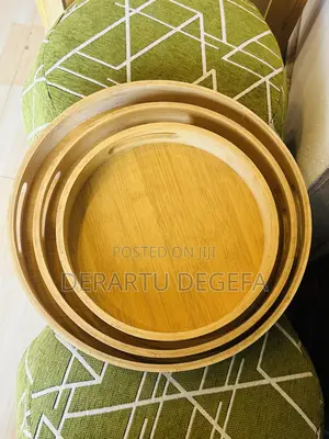 Round Wooden Serving Trays – Set of 3