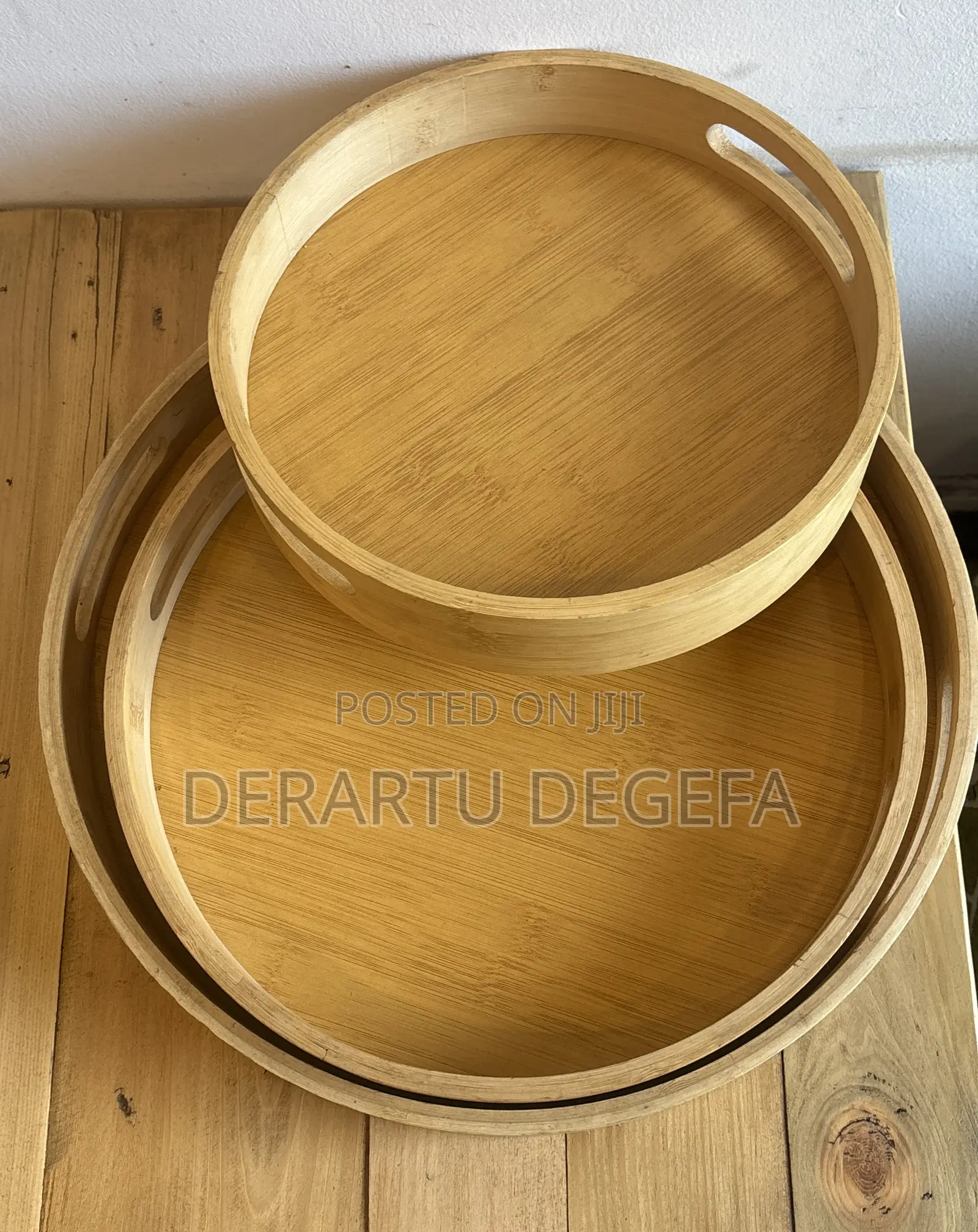 Round Wooden Serving Trays – Set of 3