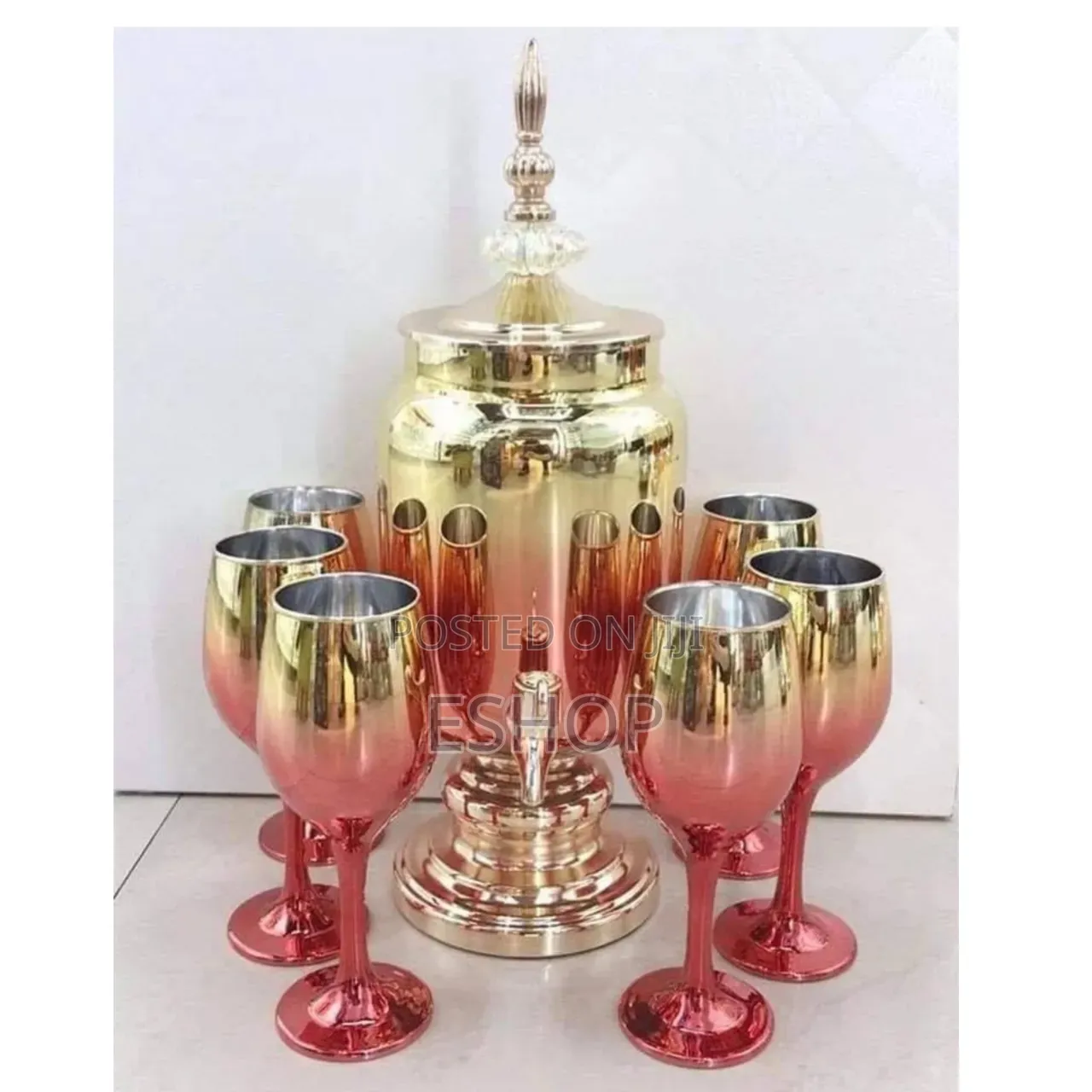 Self-Serve 7-Piece Amber Glass Beverage Dispenser Glass Set