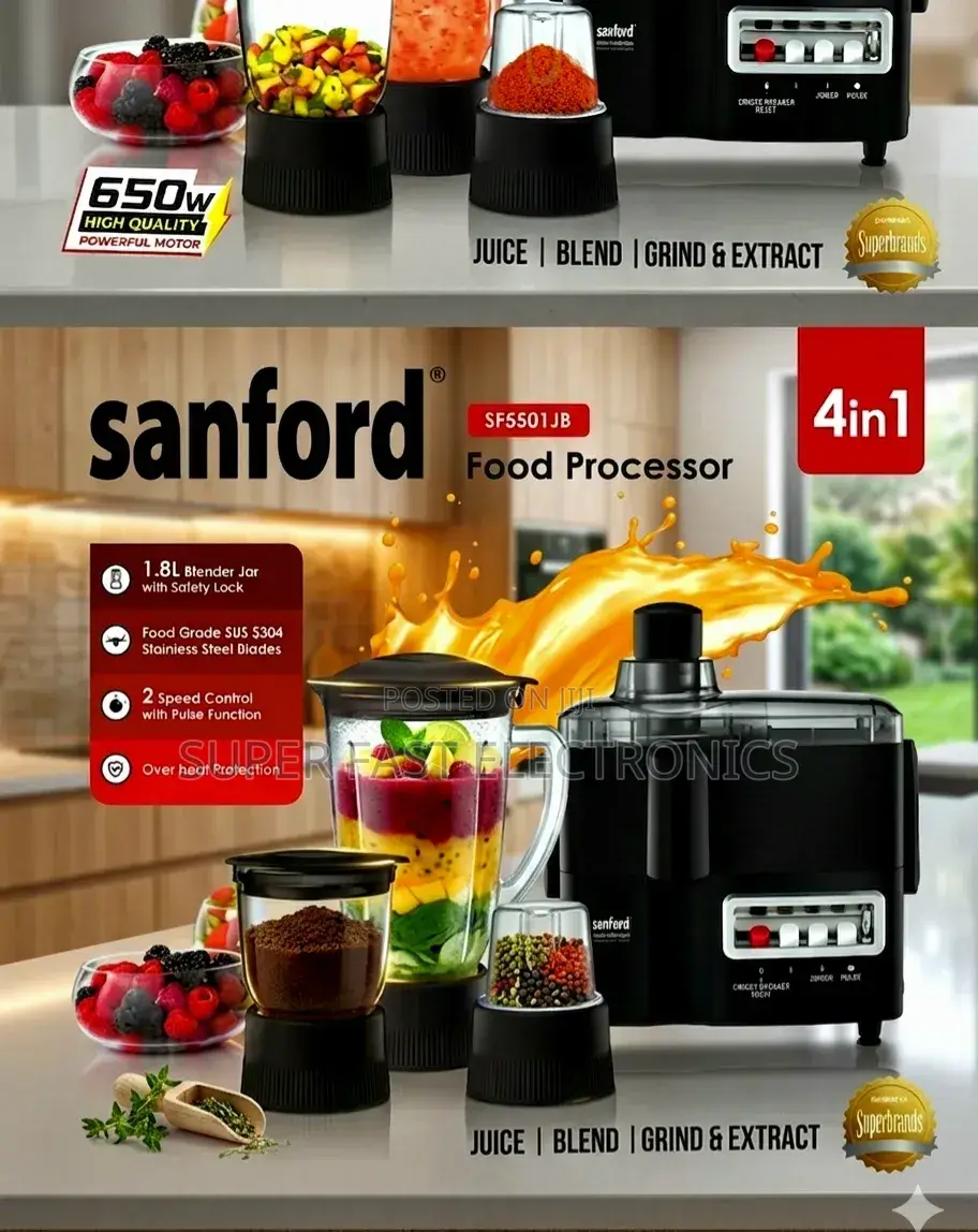 Sanford Food Processor:4-in-1 Power Precision for Your Kitchen 1.8litr