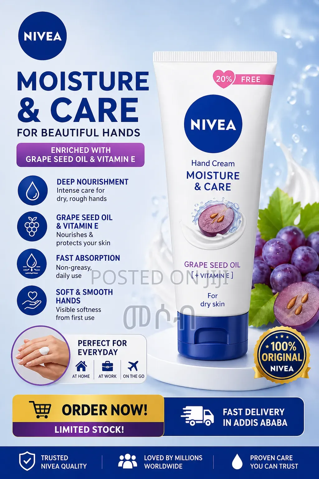 Nivea Hand Cream – Moisture Care (Grape Seed Oil)