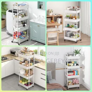 4‐Layer Rolling Storage Rack – 97cm Tall, With Wheels, for Kitchen
