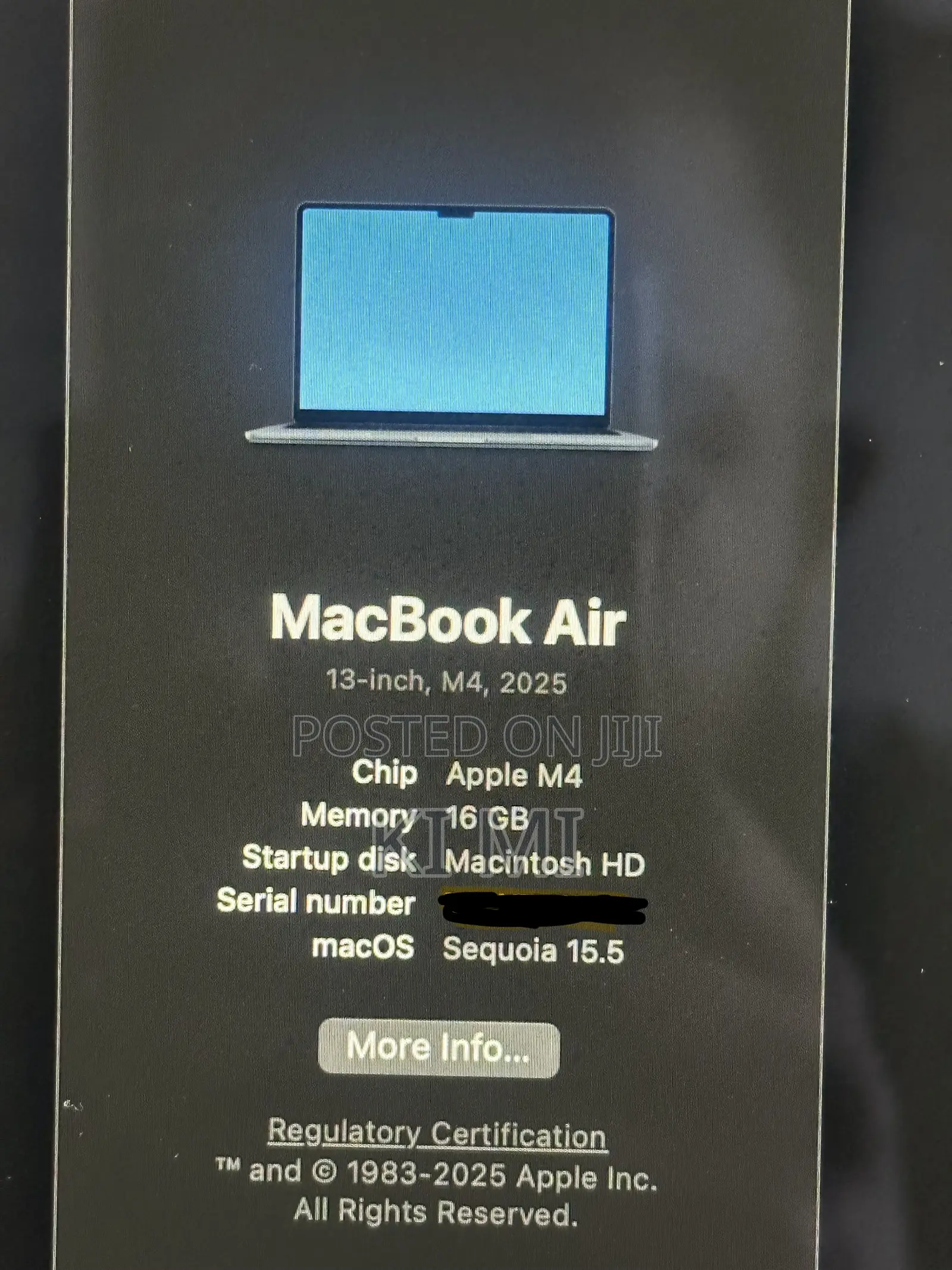 New Laptop Apple MacBook Air 2025 M4 13-inch 16GB Apple M4 SSD 256GB