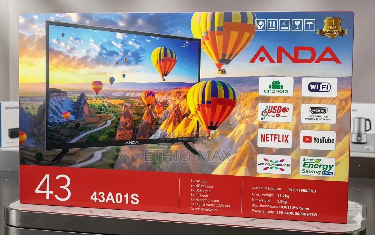 Anda Tv 43" Smart Android Tv New Arrival Double Glass Tv