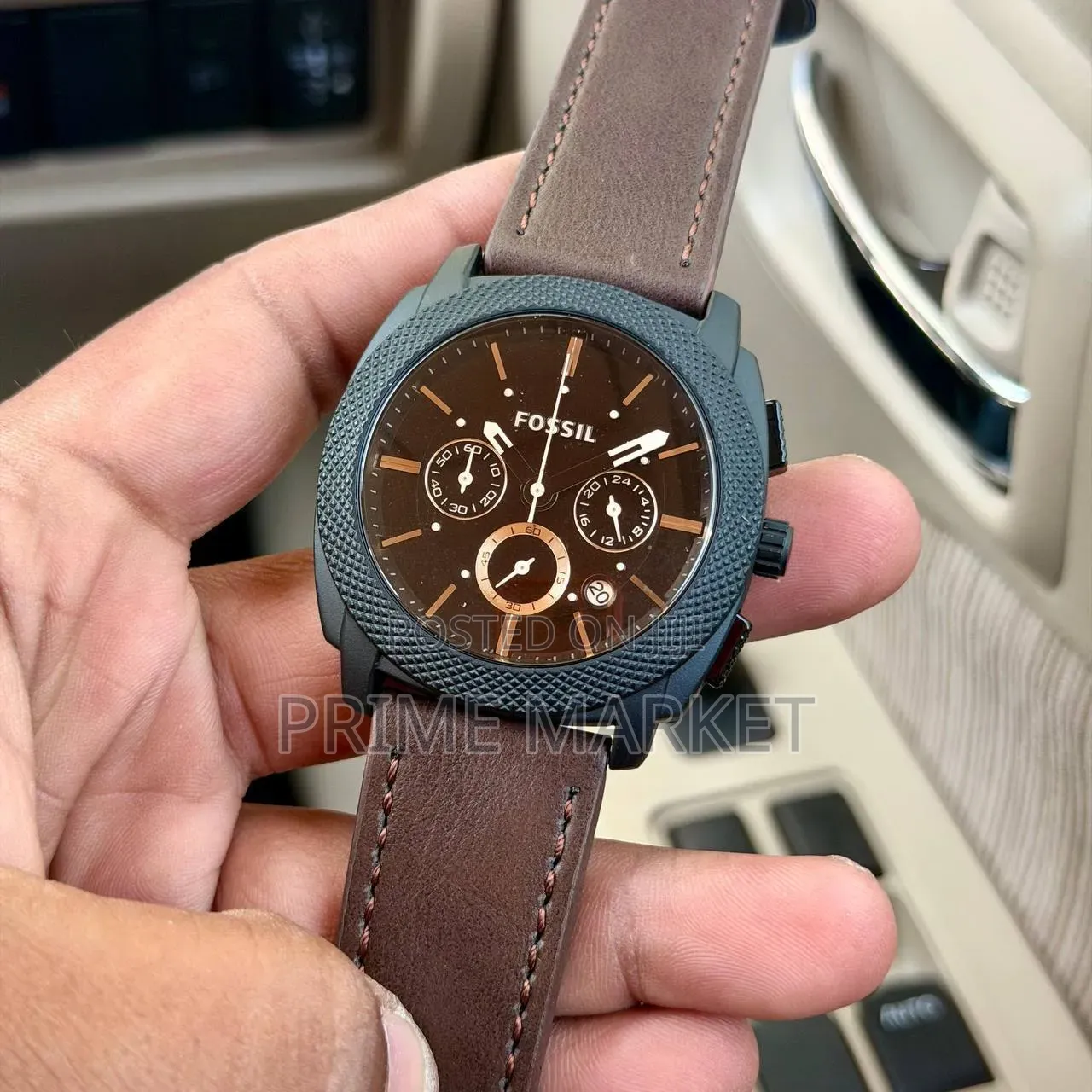 Fossil Machine Chronograph Brown Leather Men's Watch